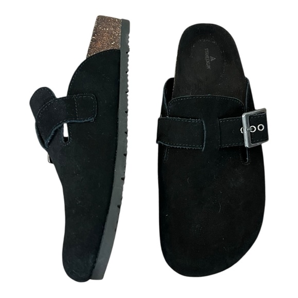 Stahkeeum black suede clogs with buckle women’s size 10 mules slip-on - Picture 1 of 4